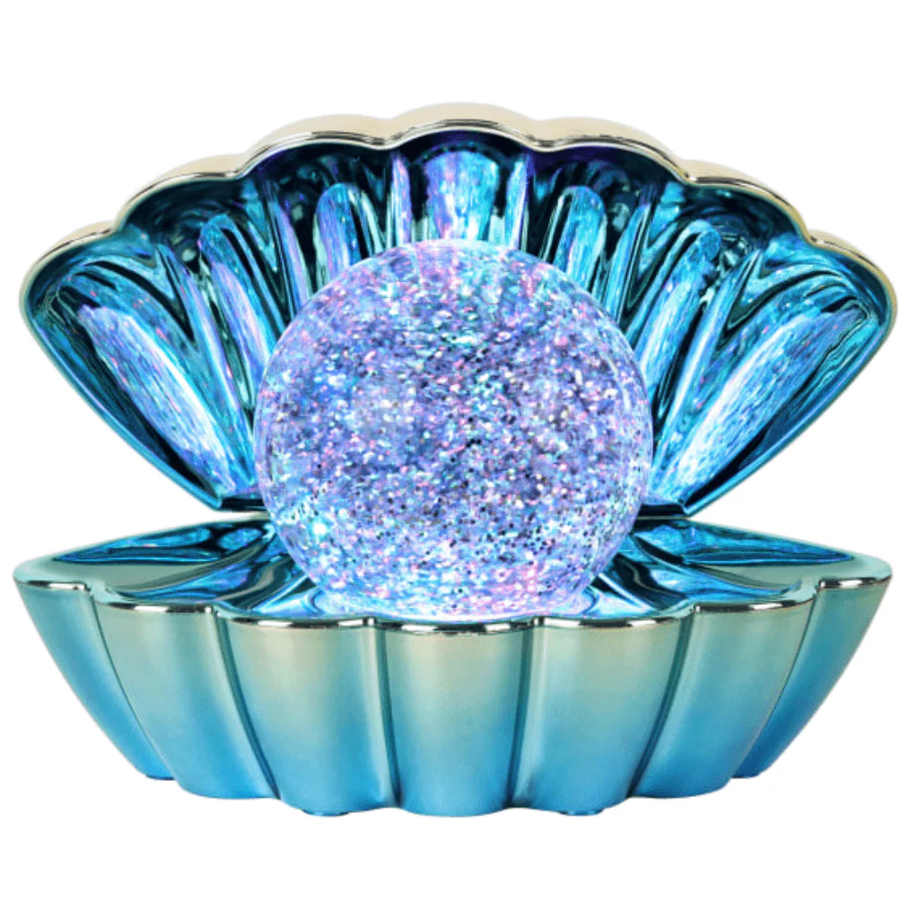 Blue Mint Yellow Metallic Colour Changing LED Clam Lamp with Glitter Pearl