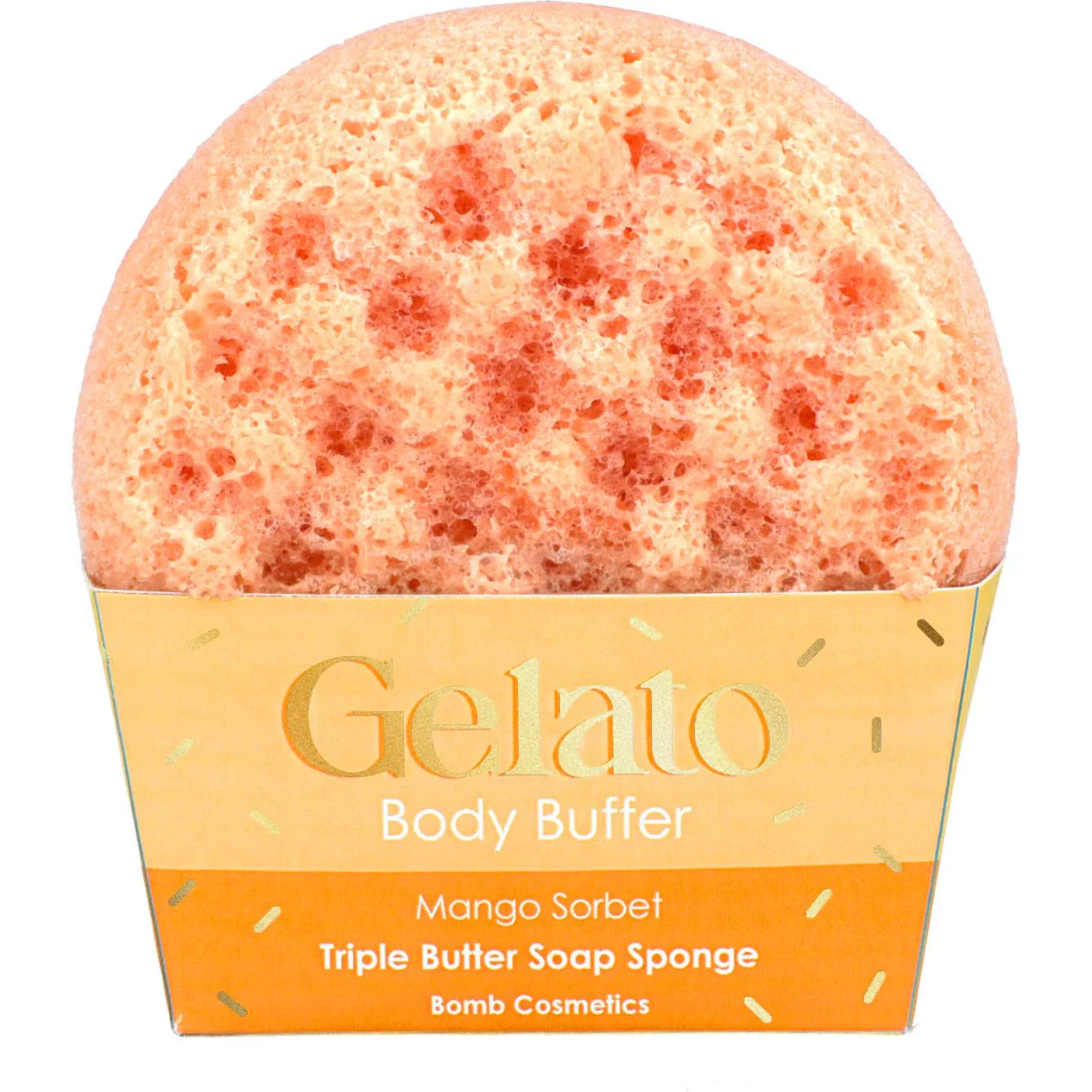 Mango Sorbet Gelato Body Buffer – Soap Inside Loofah Sponge - Image 2