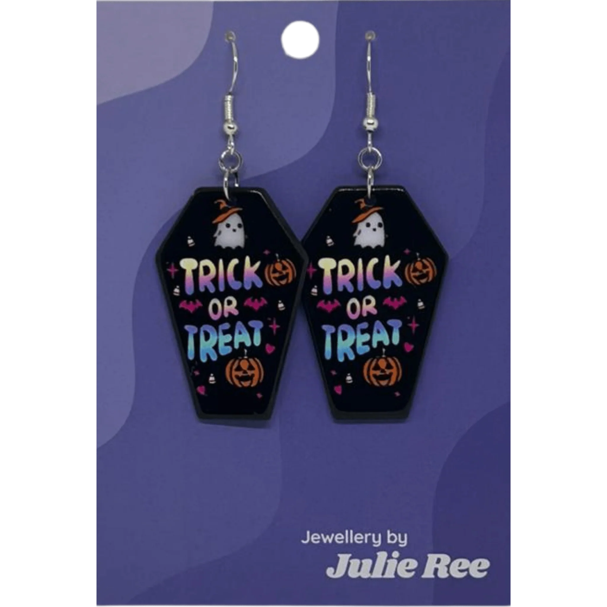 Julie Ree Earrings - Black Trick Or Treat Coffin