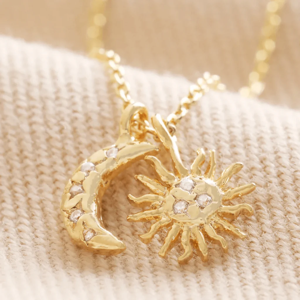 Lisa Angel Gold Sun and Moon Charm Necklace