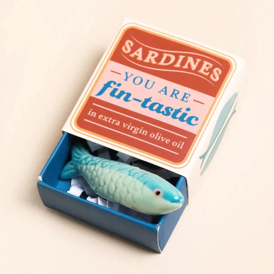 Lisa Angel You Are Fin-tastic Mini Ceramic Sardine Token Matchbox Gift