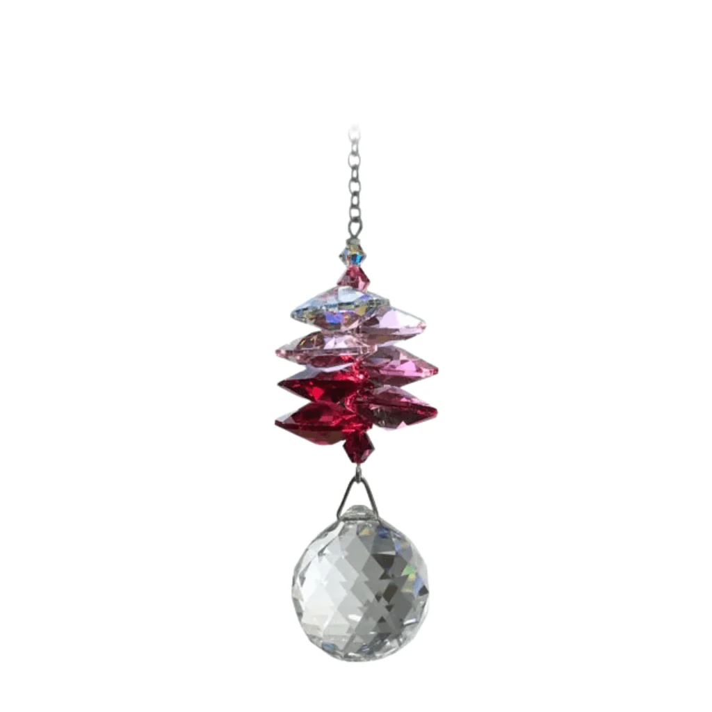 Wild Things Medium Deep Rose Cascade Ball Crystal Suncatcher