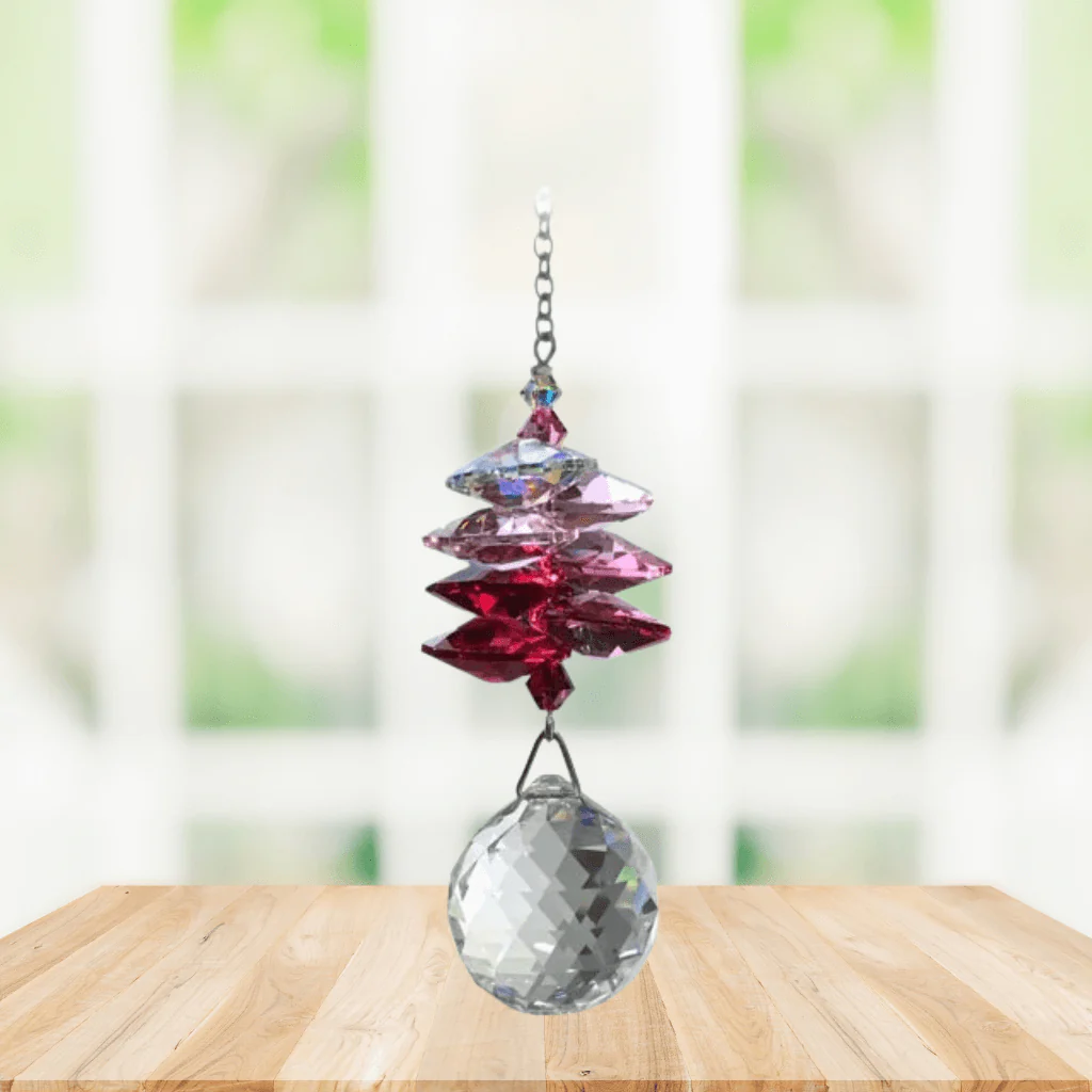 Wild Things Medium Deep Rose Cascade Ball Crystal Suncatcher - Image 2