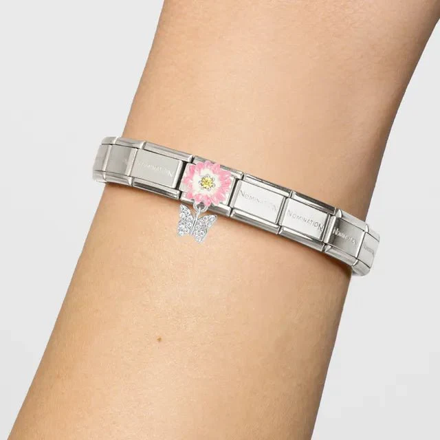 Nomination Composable Link -  Pink Flower And Butterfly - Image 3