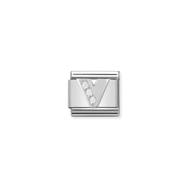Nomination Composable Link Silver With Stones - Letter V