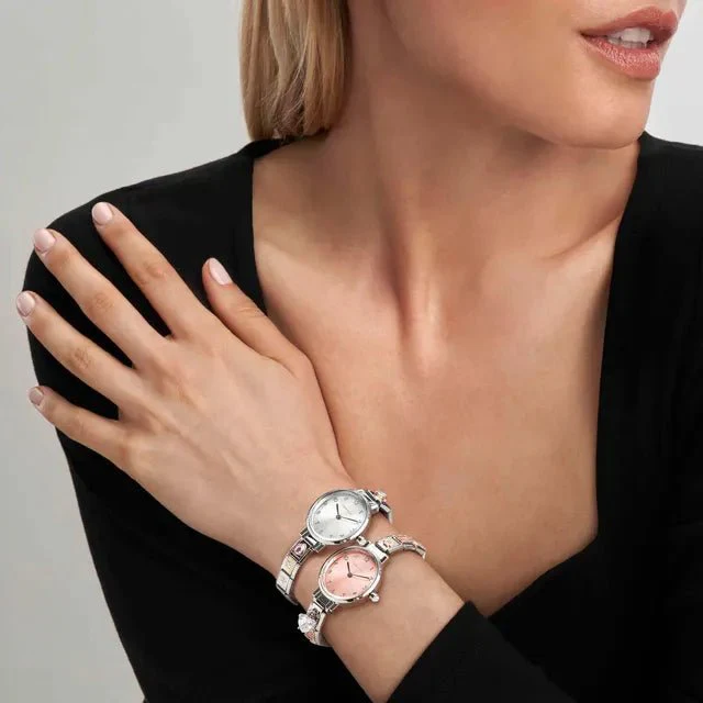 Paris Round Watch -  Mother Of Pearl And Cubic Zirconia - Image 4