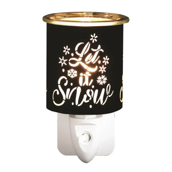 Plug-In Wax Melt Burner – Black & Gold Let It Snow 13cm