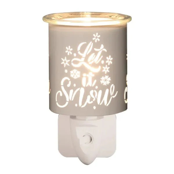 Plug-In Wax Melt Burner – White & Gold Let It Snow 13cm