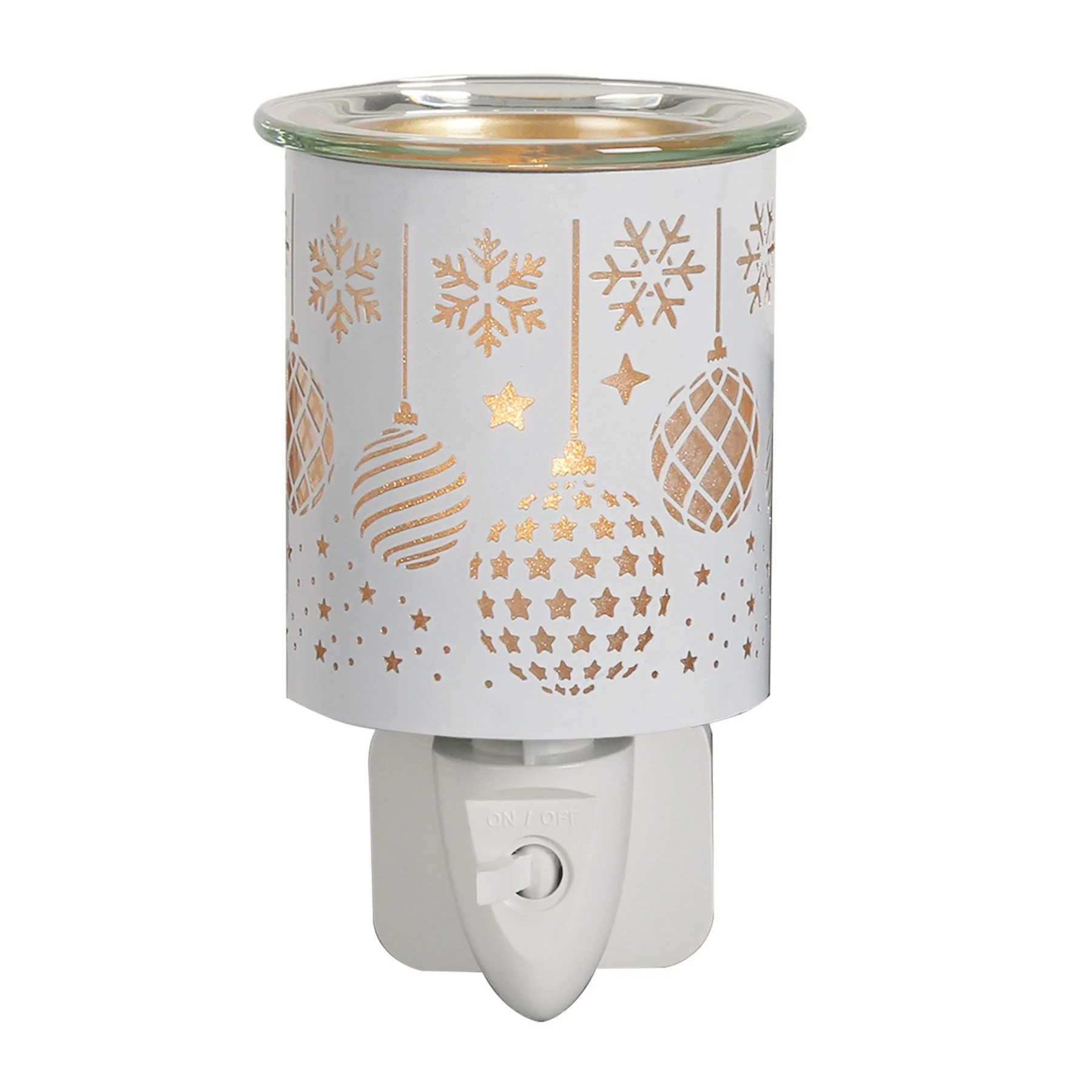 Plug In Wax Warmer -  White & Gold Silhouette Baubles