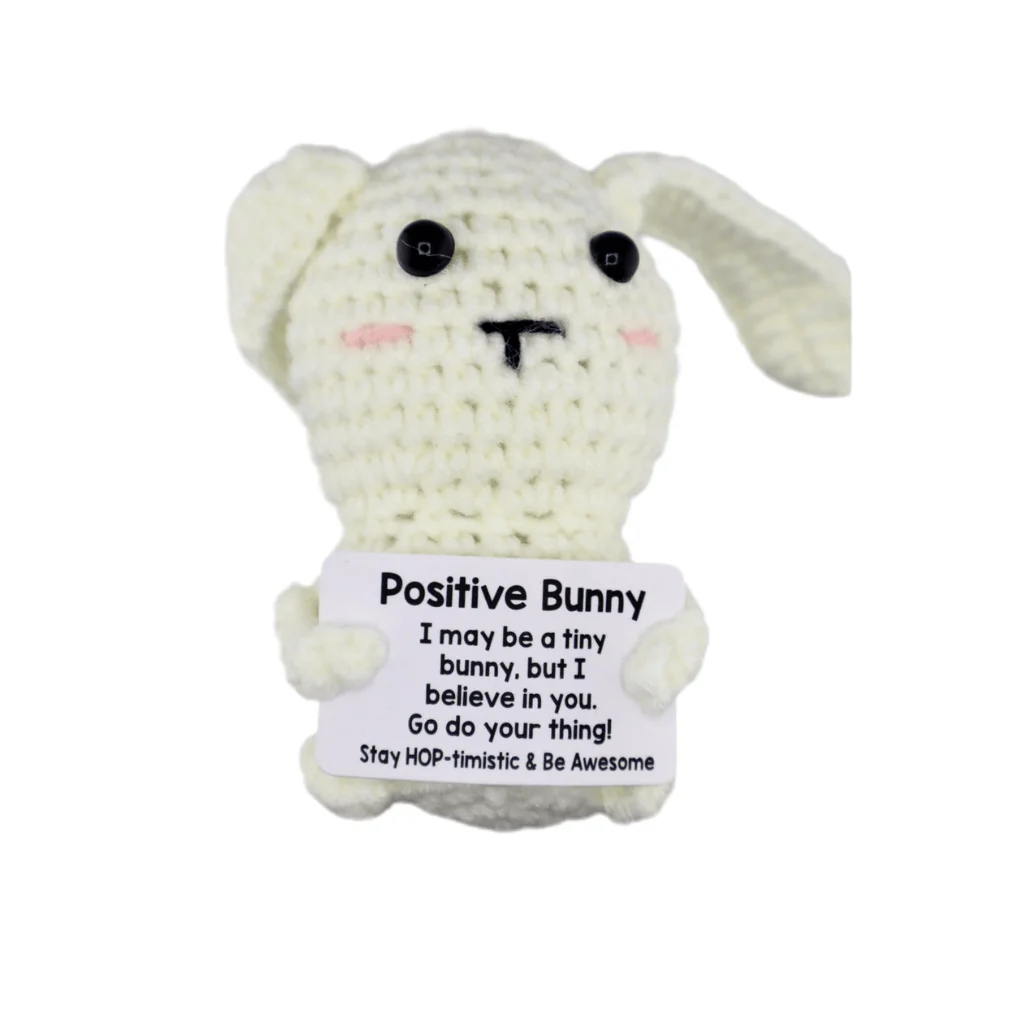 Positive Bunny Crochet Desk Decoration