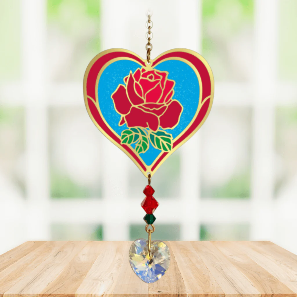 Rose Heart Crystal Suncatcher – Fabulous Florals - Image 2
