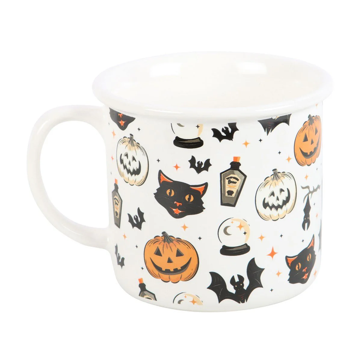 Spooky Cat & Pumpkin Ceramic Mug