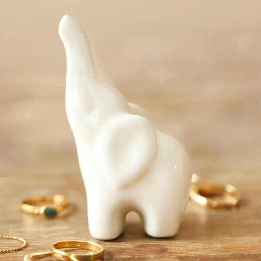 Lisa Angel White Ceramic Elephant Ring Holder