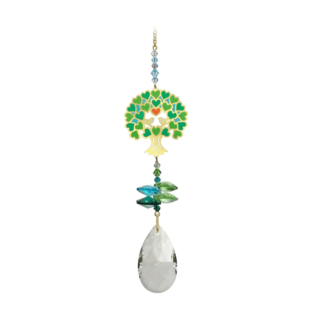 Tree of Life Green Crystal Suncatcher - Window Jewel