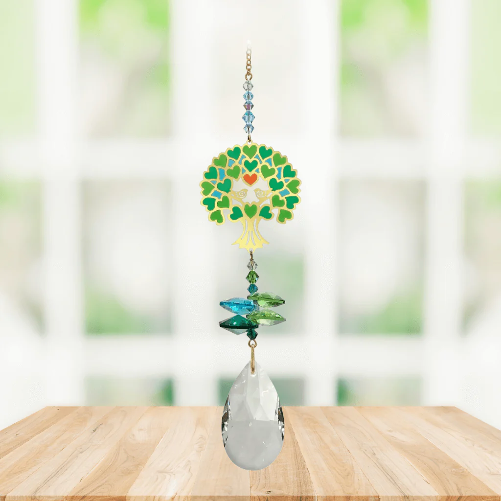 Tree of Life Green Crystal Suncatcher - Window Jewel - Image 2