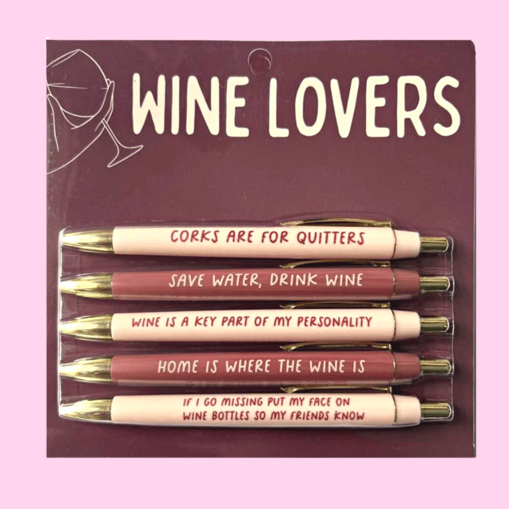 Wine Lovers Pen Set – Funny Novelty Pens Gift by Fun Club