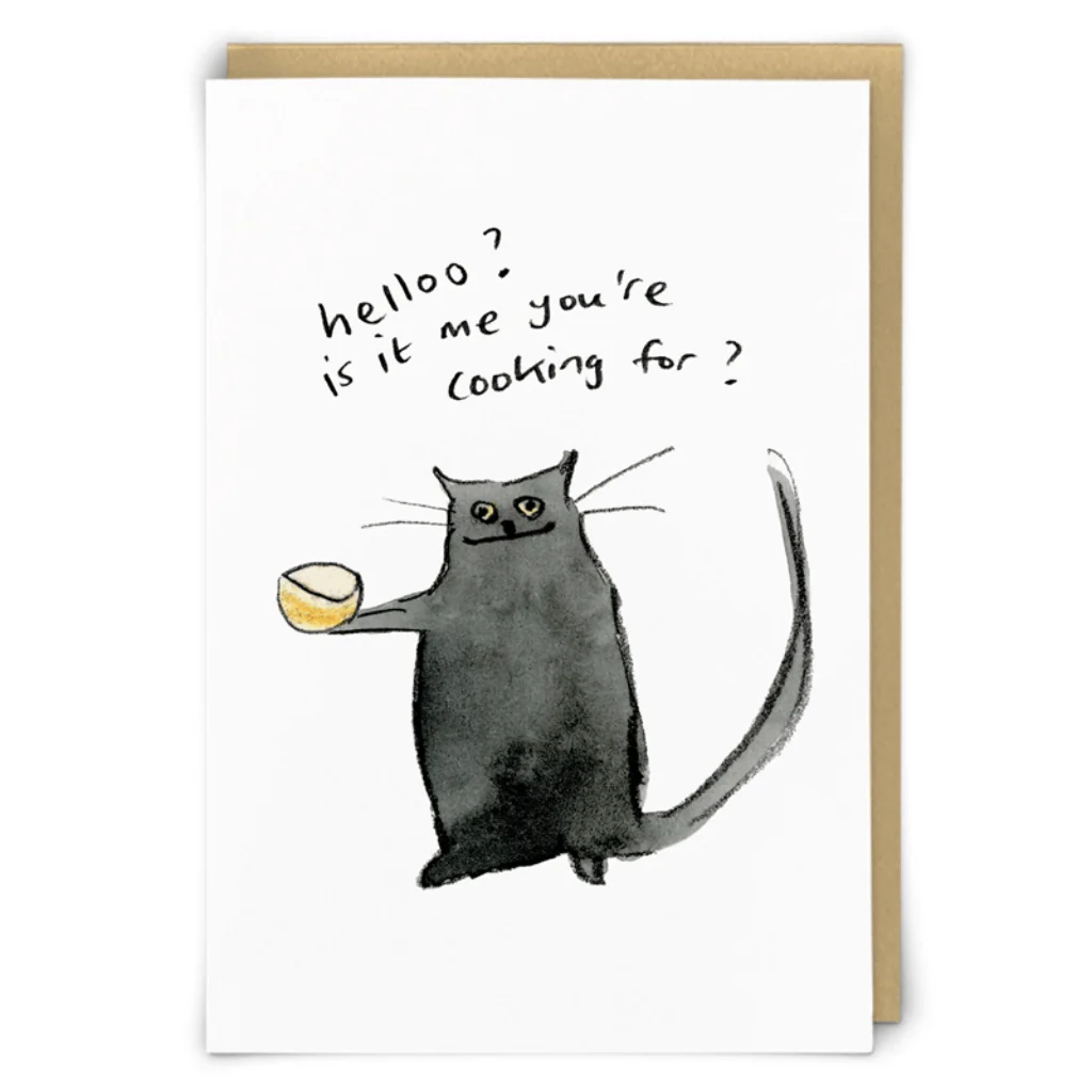 Cooking Funny Black Cat Greeting Card by Zeppelinmoon